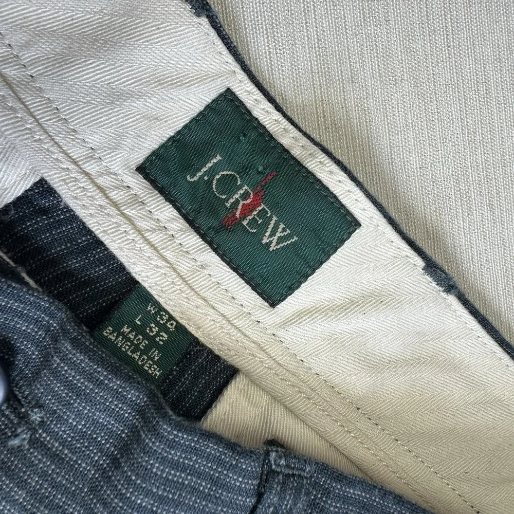 J Crew Oarsman 100% Linen Pants Straight Leg Stripe Beach Men Fits 36x31.5 Blue